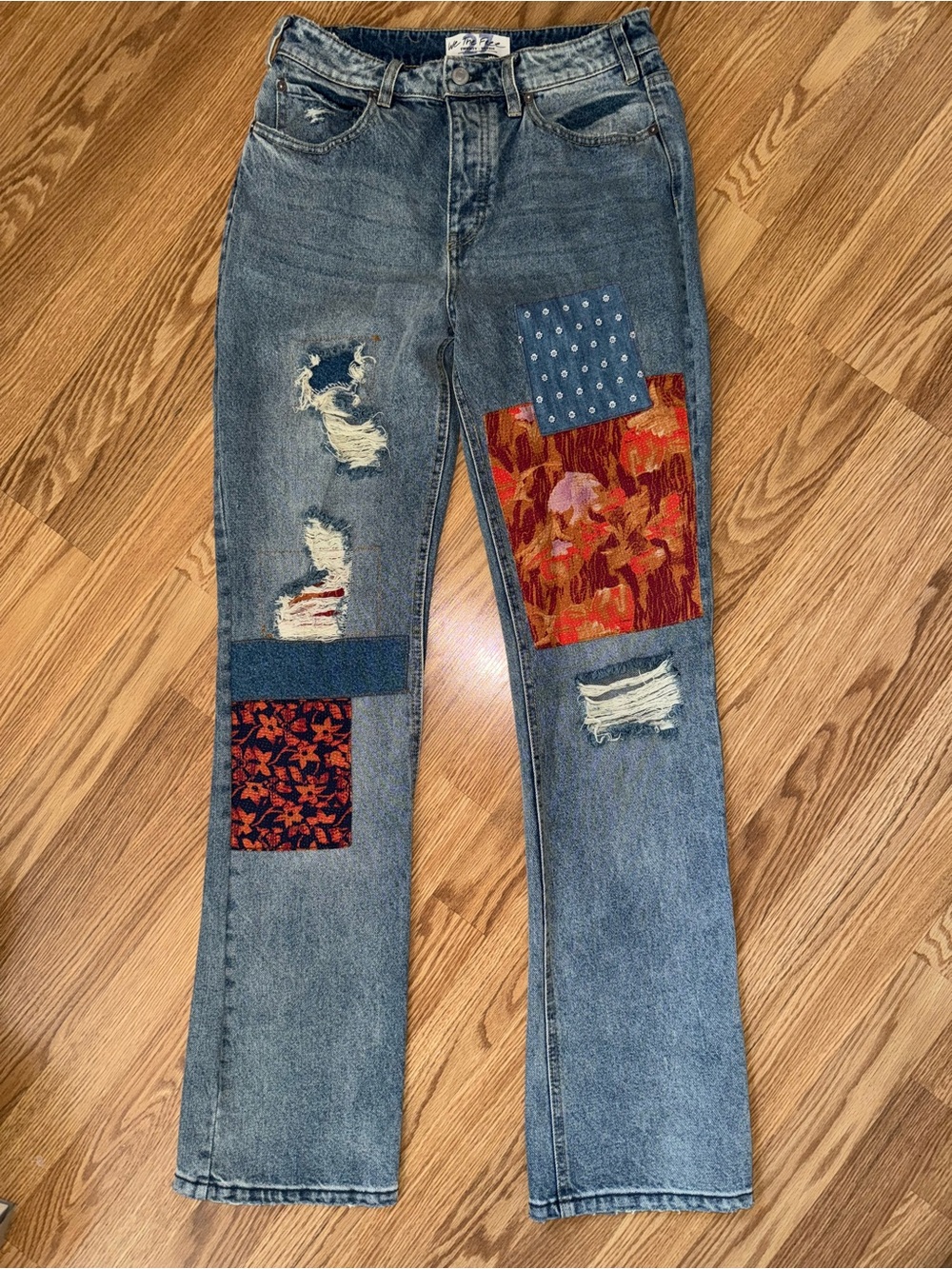 Free People We the Free Belladona Patchwork Jean Orange Blossom sz 27